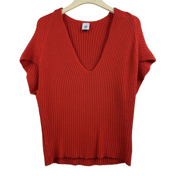 Cabi Ruby Pullover Sweater XS Oversized Style 5837 Orange Slouchy Fall V Neck - Picture 1 of 10